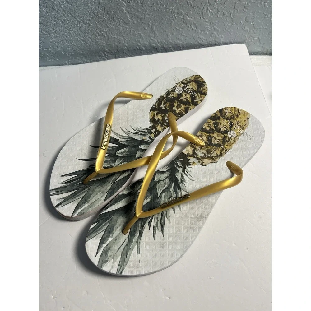 Samba sol Womens‎ Beach Flip Flops Pineapple Size 11-12